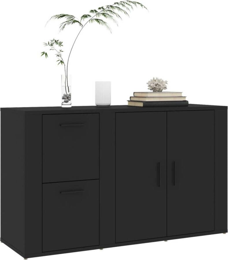VidaXL -Dressoir-100x33x59 5-cm-bewerkt-hout-zwart - Foto 2