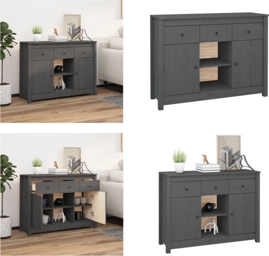 VidaXL Dressoir 100x35x74-5 cm massief grenenhout grijs Dressoir Dressoirs Kast Wandkast
