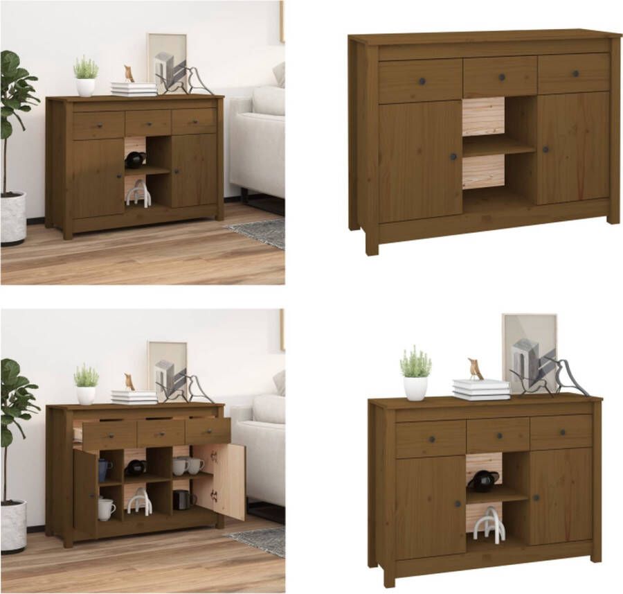VidaXL Dressoir 100x35x74-5 cm massief grenenhout honingbruin Dressoir Dressoirs Kast Wandkast