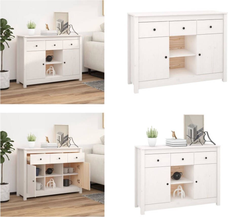 VidaXL Dressoir 100x35x74-5 cm massief grenenhout wit Dressoir Dressoirs Kast Wandkast - Foto 2