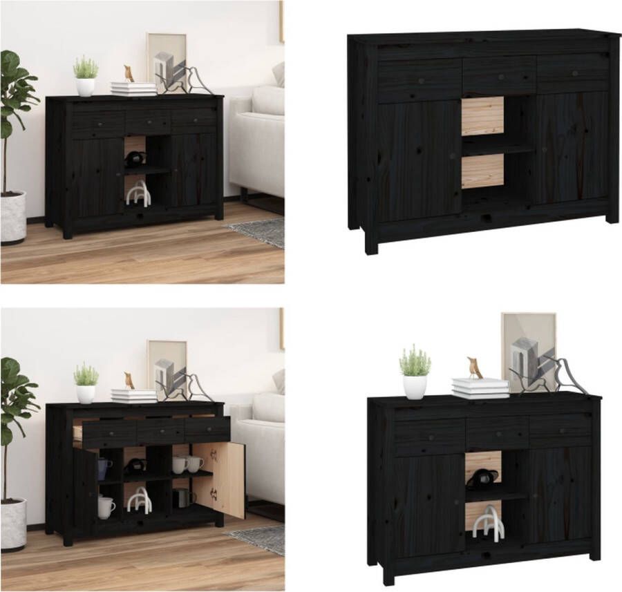 VidaXL Dressoir 100x35x74-5 cm massief grenenhout zwart Dressoir Dressoirs Kast Wandkast