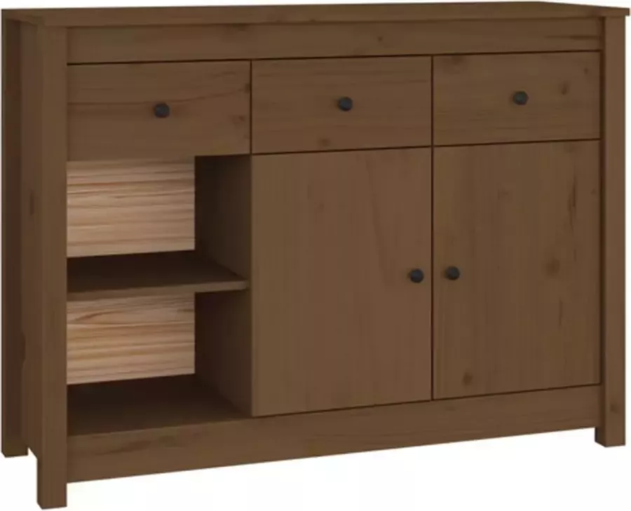 VidaXL -Dressoir-100x35x74-cm-massief-grenenhout-honingbruin - Foto 5