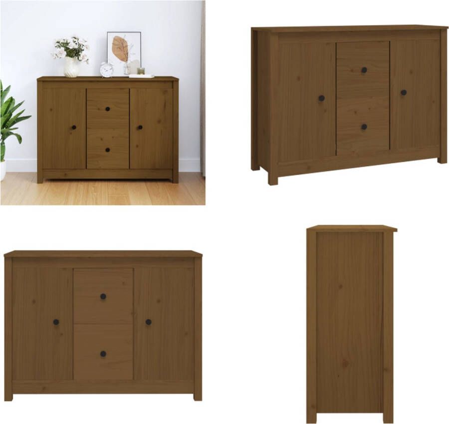 VidaXL Dressoir 100x35x74 cm massief grenenhout honingbruin Dressoir Dressoirs Kast Wandkast - Foto 4