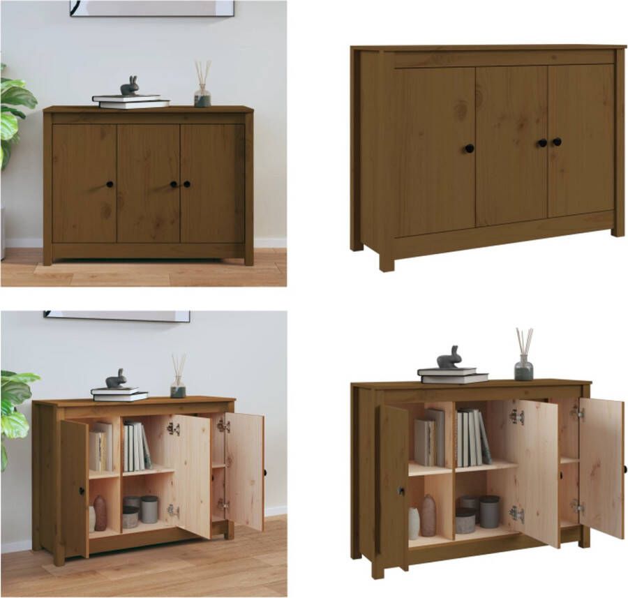VidaXL Dressoir 100x35x74 cm massief grenenhout honingbruin Dressoir Dressoirs Kast Wandkast - Foto 2