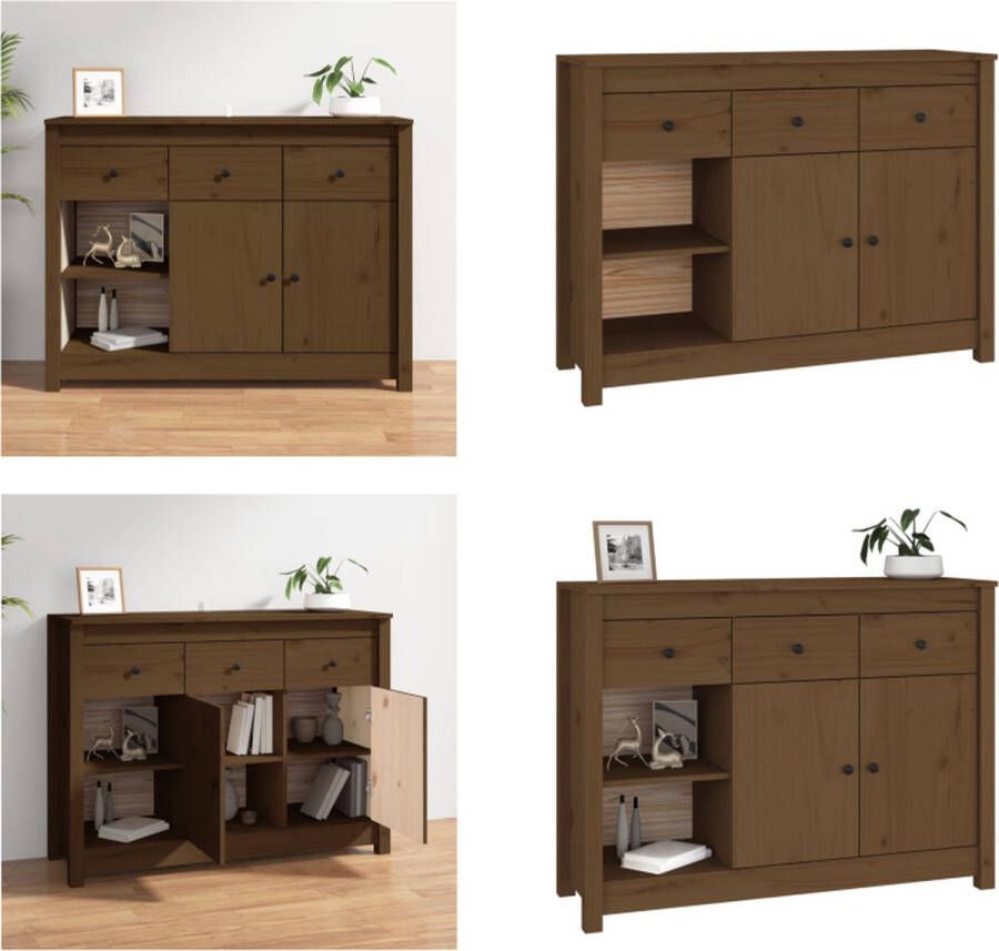 VidaXL Dressoir 100x35x74 cm massief grenenhout honingbruin Dressoir Dressoirs Kast Wandkast - Foto 3