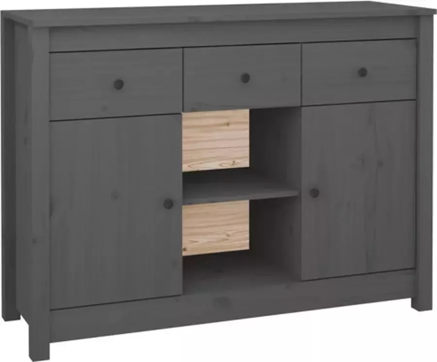 VidaXL -Dressoir-100x35x74 5-cm-massief-grenenhout-grijs - Foto 3
