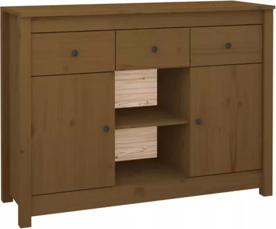 VidaXL -Dressoir-100x35x74 5-cm-massief-grenenhout-honingbruin - Foto 3