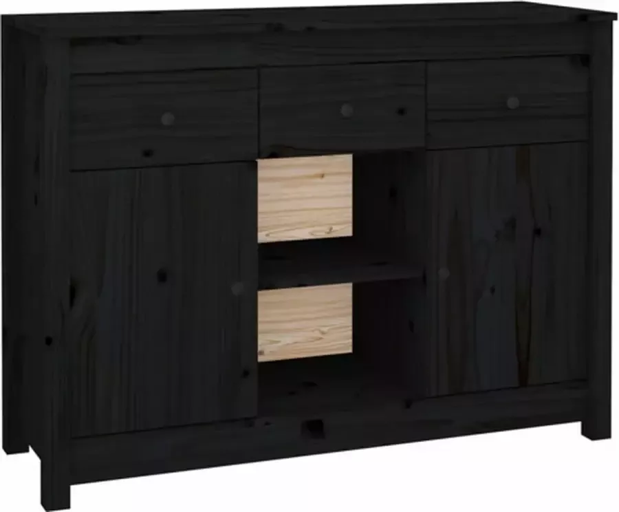 VidaXL -Dressoir-100x35x74 5-cm-massief-grenenhout-zwart - Foto 3