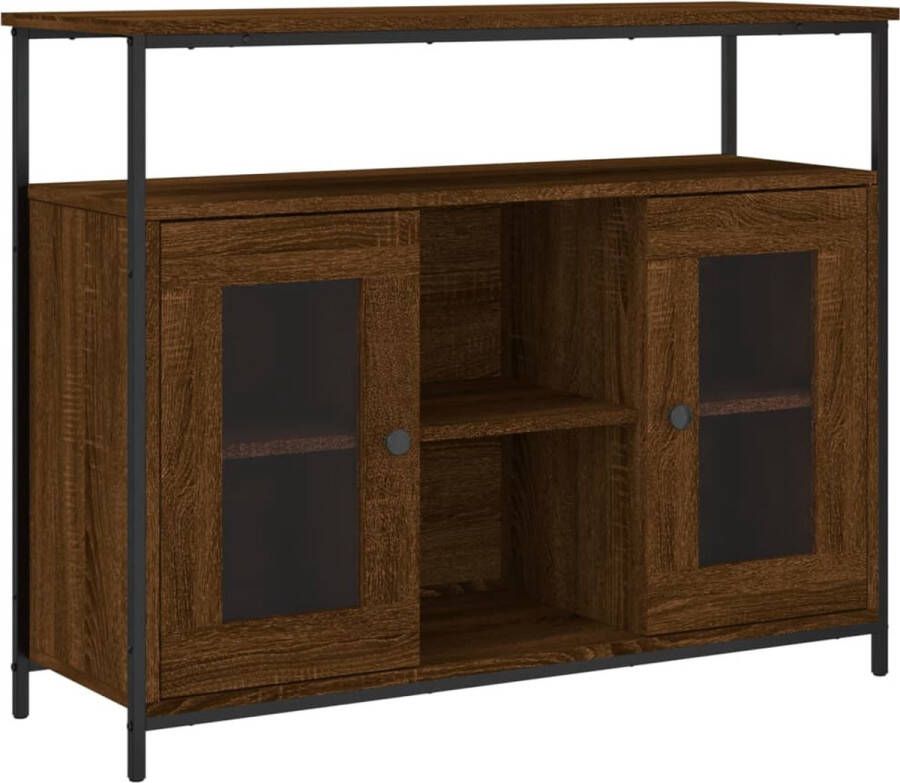 VidaXL Dressoir 100x35x80 cm Bruin Eikenhout Dressoir Kast Opbergkast Houten Meubel Vintage Stijl - Foto 2