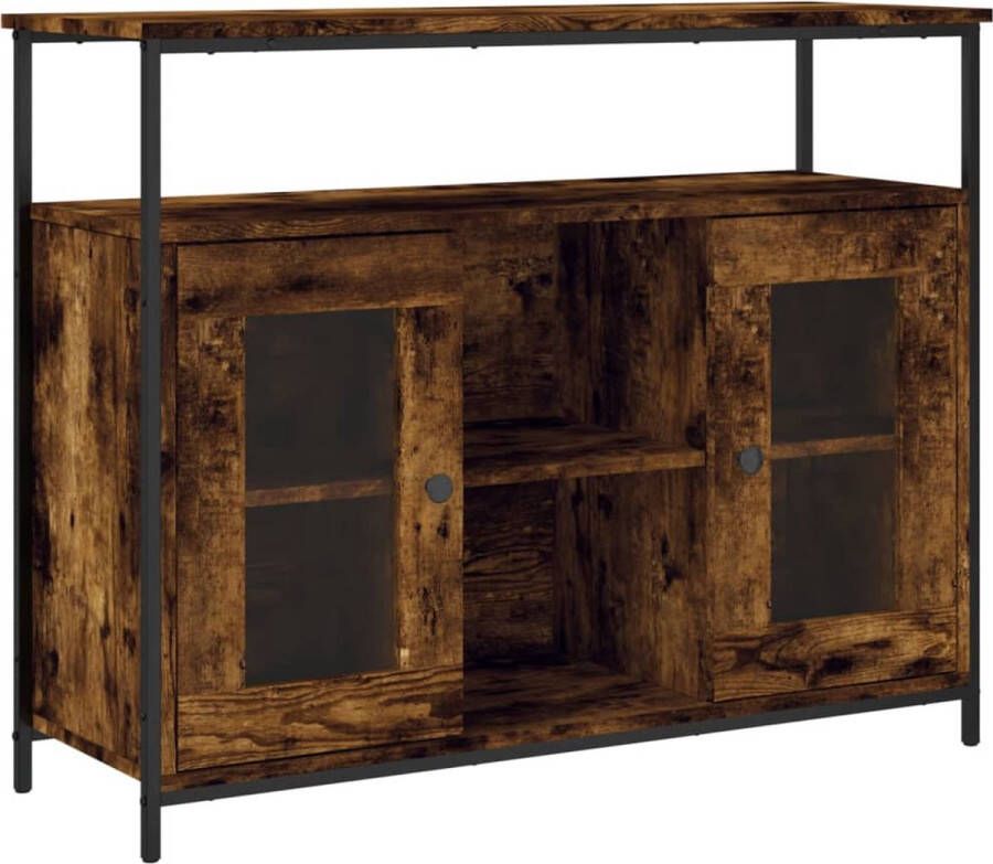 VidaXL -Dressoir-100x35x80-cm-bewerkt-hout-gerookt-eikenkleurig - Foto 3