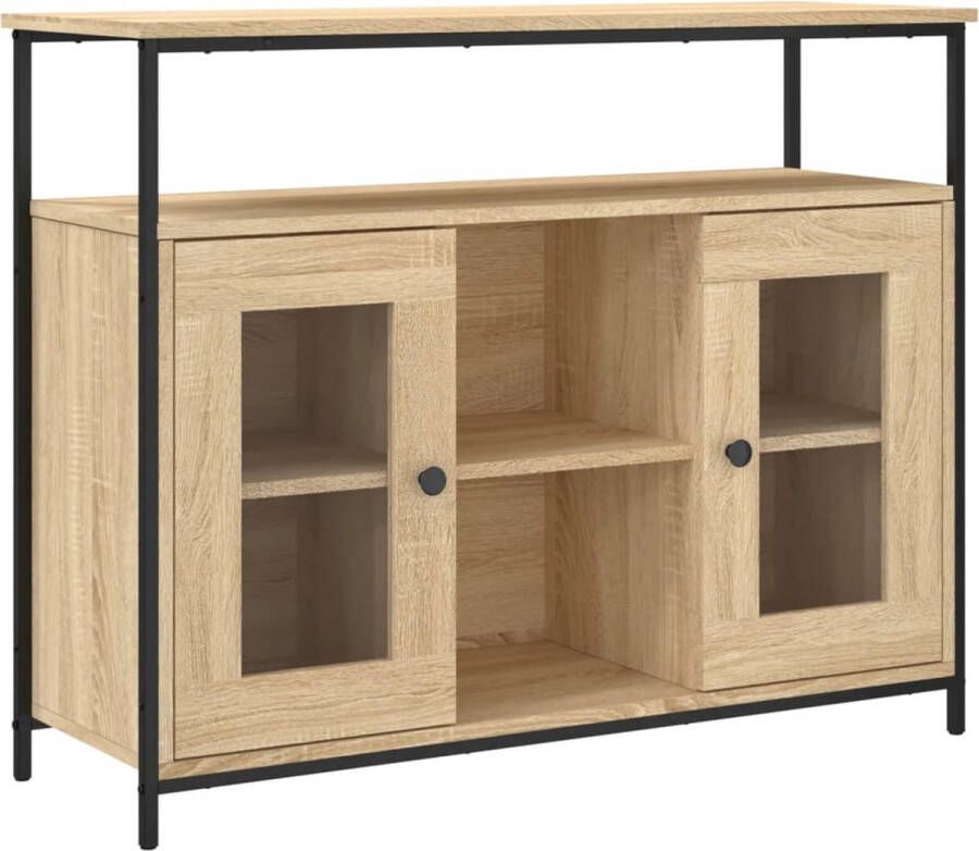 VidaXL -Dressoir-100x35x80-cm-bewerkt-hout-sonoma-eikenkleurig - Foto 3