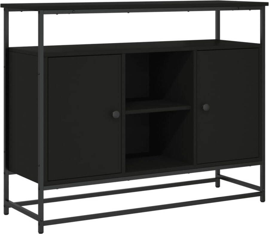 VidaXL -Dressoir-100x35x80-cm-bewerkt-hout-zwart - Foto 2