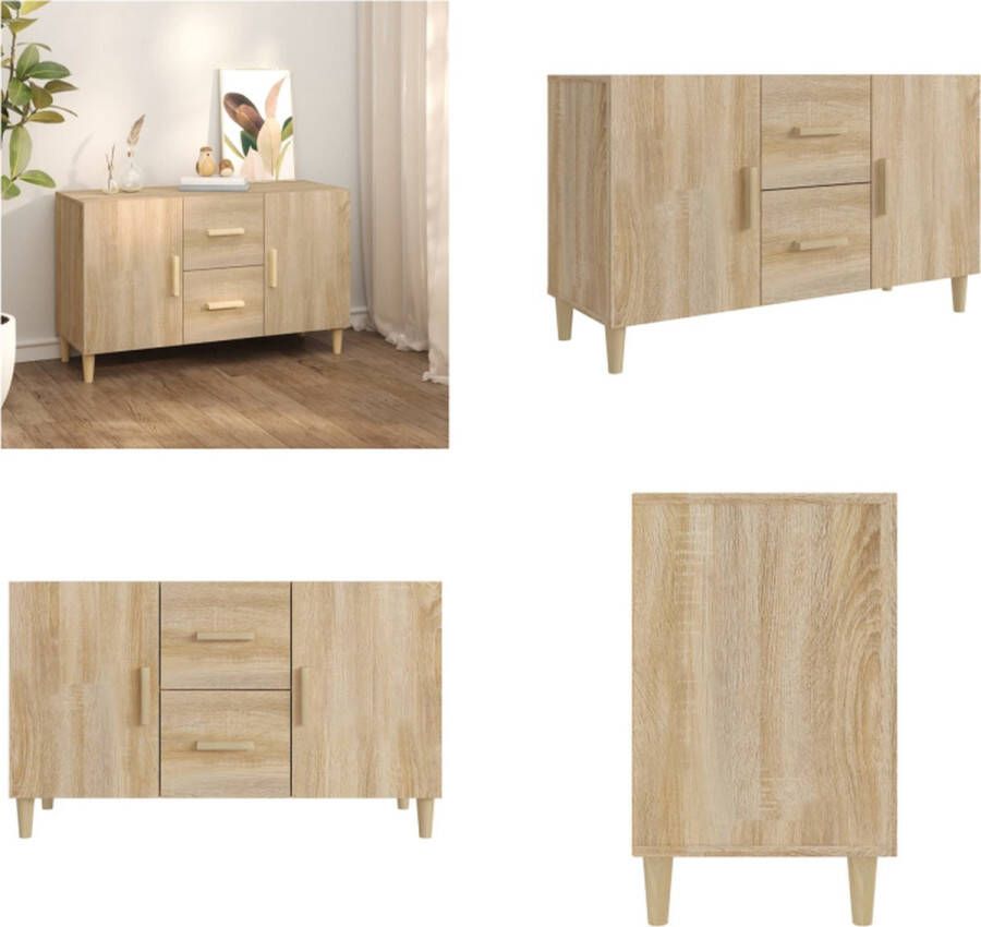 VidaXL Dressoir 100x36x60 cm bewerkt hout sonoma eikenkleurig Dressoir Dressoirs Kast Wandkast - Foto 4