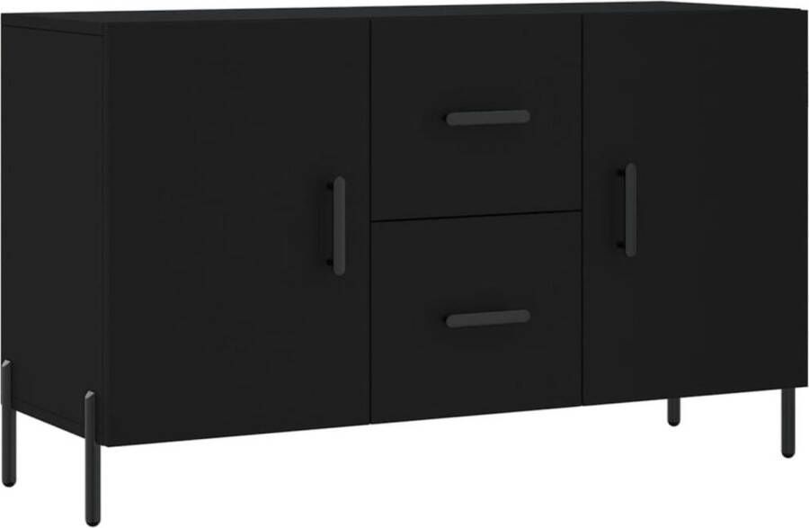 VidaXL Dressoir Bewerkt Hout Zwart 100x36x60 cm Dressoir Opbergkast Houten Dressoir Zwart Dressoir Salontafel - Foto 5