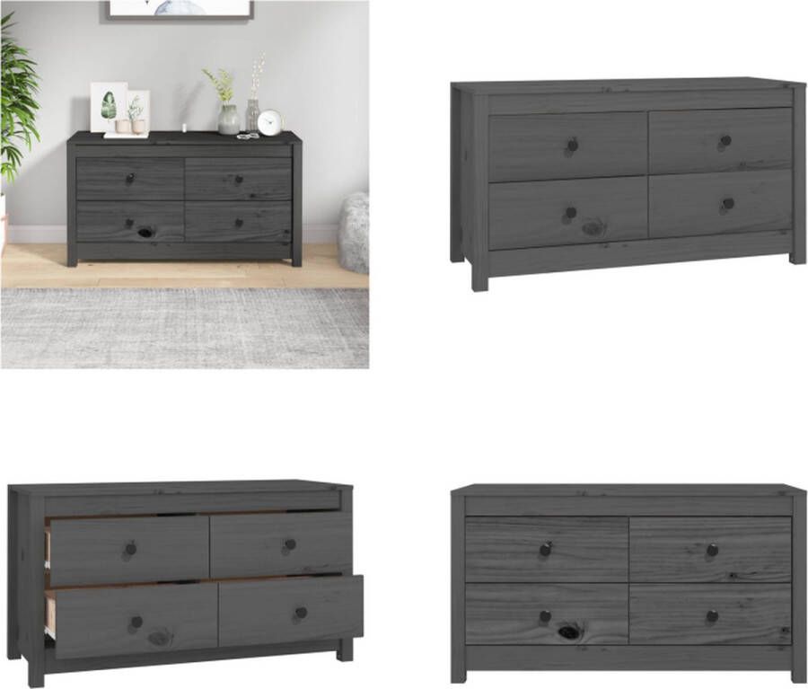 VidaXL Dressoir 100x40x54 cm massief grenenhout grijs Wandkast Wandkasten Kast Buffetkast - Foto 2