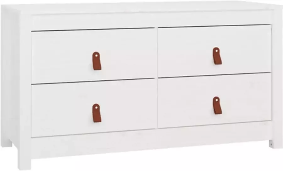 VidaXL -Dressoir-100x40x54-cm-massief-grenenhout-wit - Foto 4