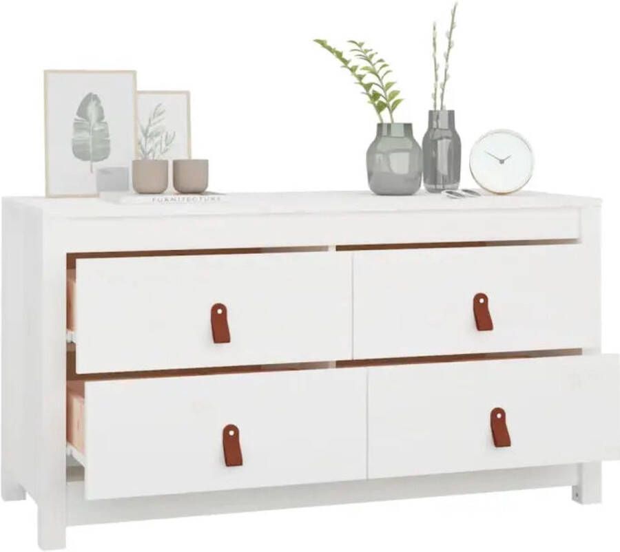 VidaXL -Dressoir-100x40x54-cm-massief-grenenhout-wit - Foto 3