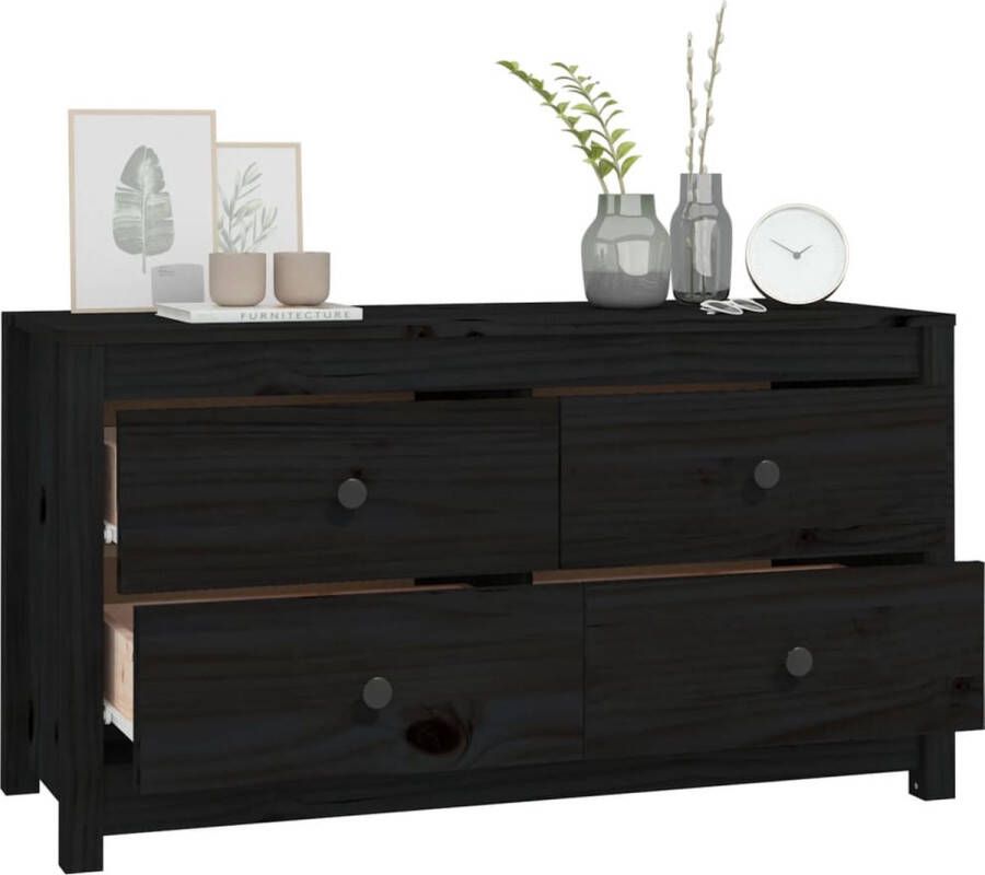VidaXL -Dressoir-100x40x54-cm-massief-grenenhout-zwart - Foto 2