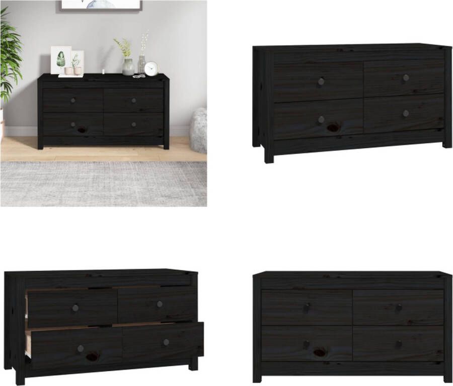 VidaXL Dressoir 100x40x54 cm massief grenenhout zwart Wandkast Wandkasten Kast Buffetkast - Foto 2