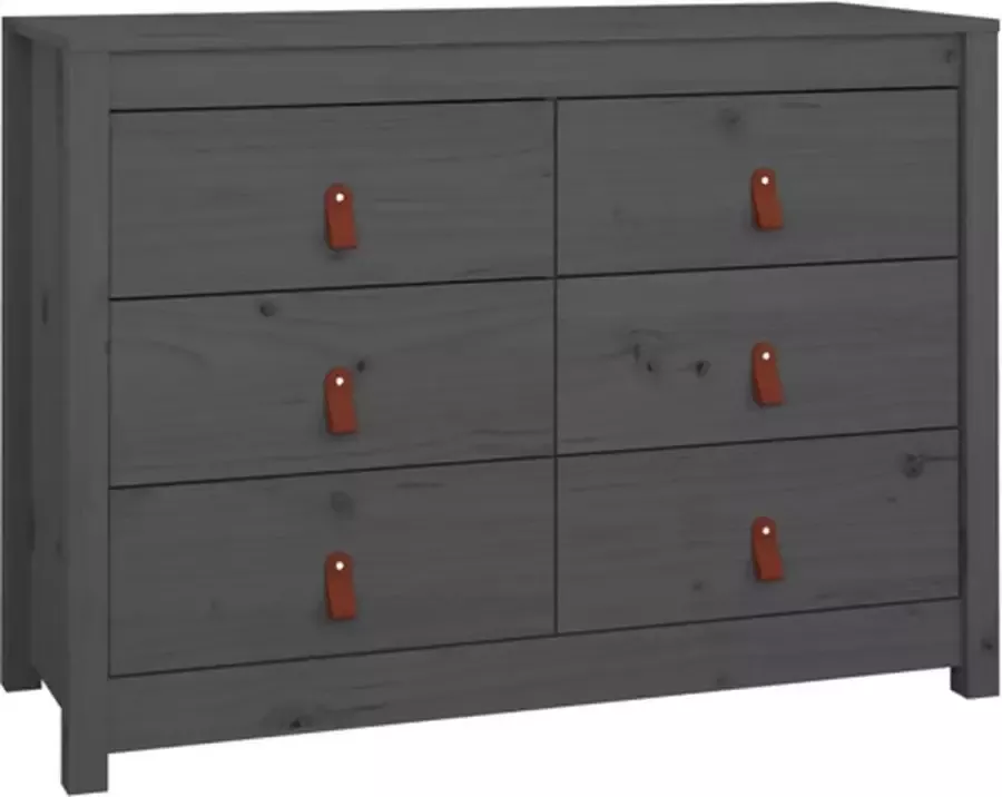 VidaXL Dressoir 100x40x72 cm Massief Grenen Grijs Dressoir Grenoble Hout Grijze Kast Opbergkast Salontafel - Foto 4