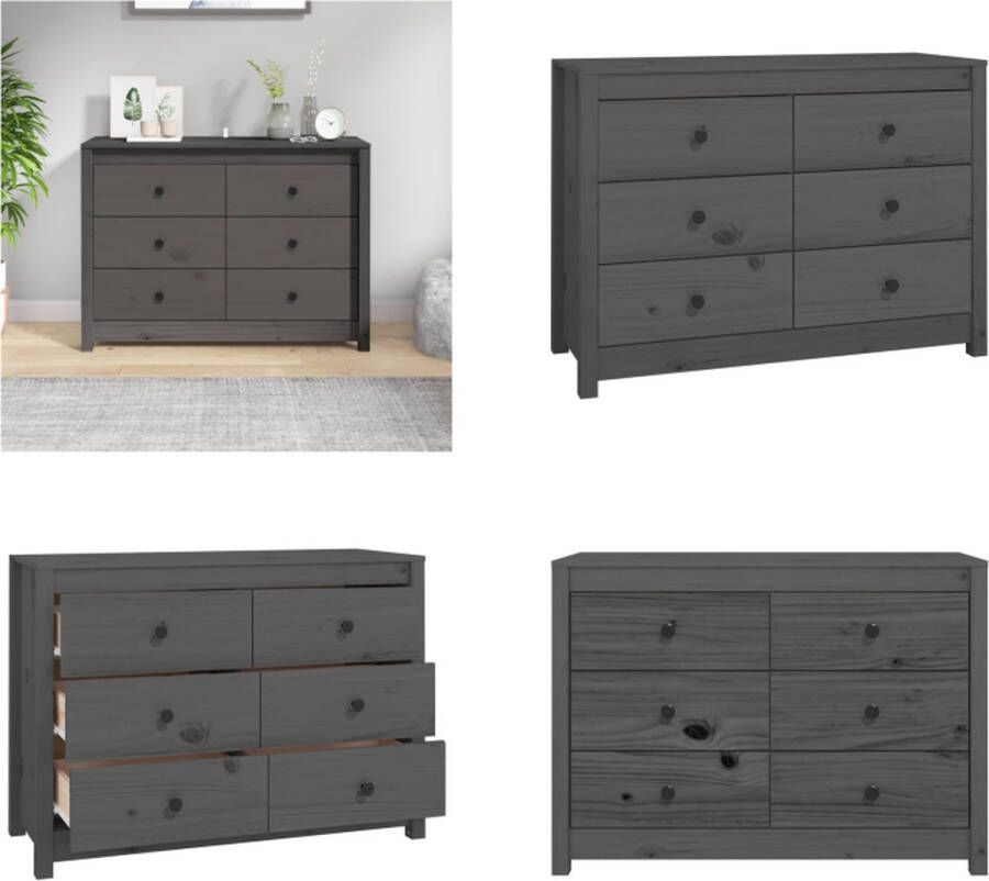 VidaXL Dressoir 100x40x72 cm massief grenenhout grijs Wandkast Wandkasten Kast Buffetkast