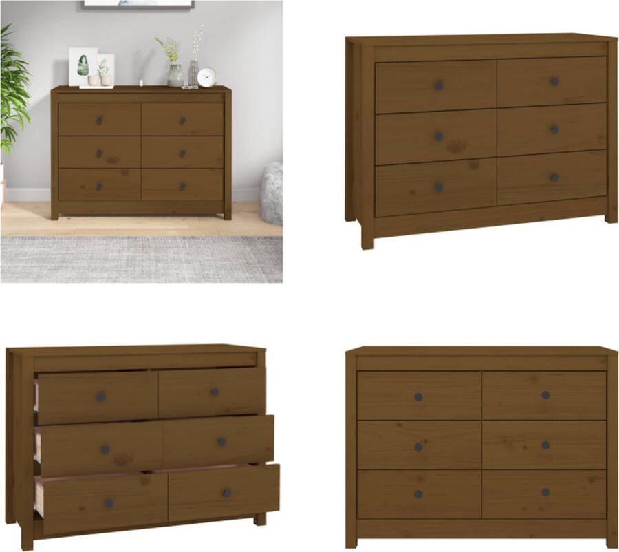 VidaXL Dressoir 100x40x72 cm massief grenenhout honingbruin Wandkast Wandkasten Kast Buffetkast