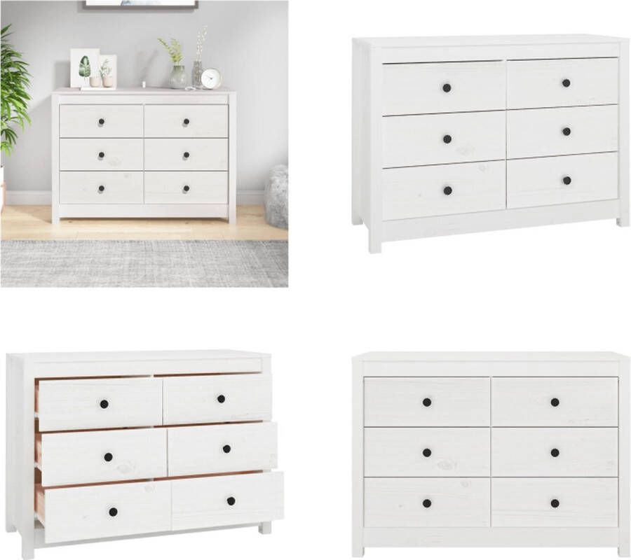 VidaXL Dressoir 100x40x72 cm massief grenenhout wit Wandkast Wandkasten Kast Buffetkast - Foto 2