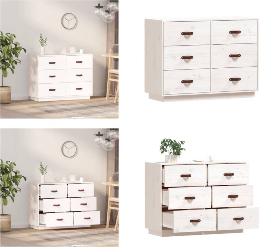 VidaXL Dressoir 100x40x75 cm massief grenenhout wit Dressoir Dressoirs Kast Wandkast - Foto 2