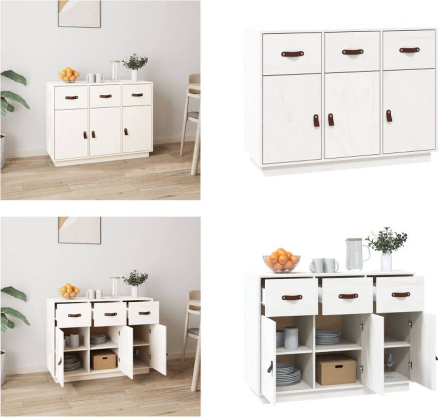 VidaXL Dressoir 100x40x75 cm massief grenenhout wit Dressoir Dressoirs Kast Wandkast