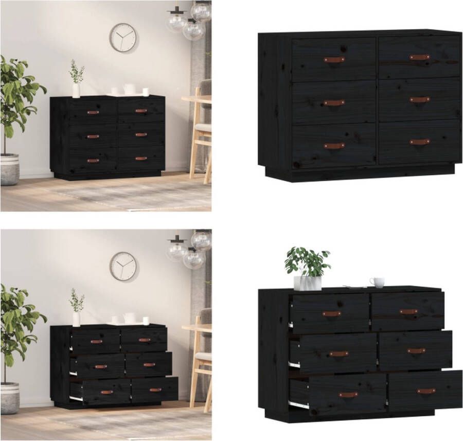 VidaXL Dressoir 100x40x75 cm massief grenenhout zwart Dressoir Dressoirs Kast Wandkast