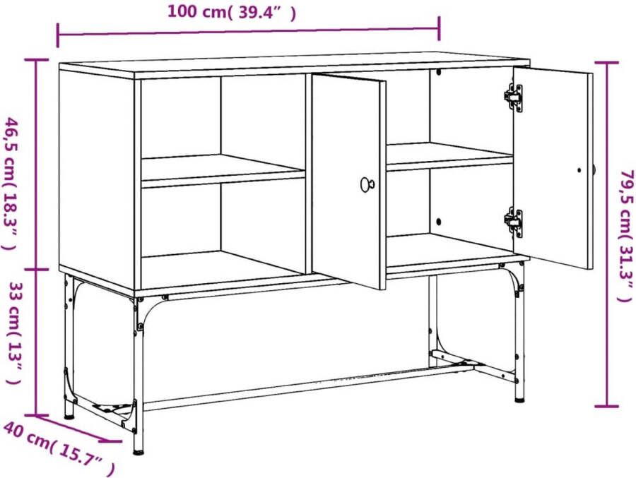 VidaXL -Dressoir-100x40x79 5-cm-bewerkt-hout-gerookt-eikenkleurig - Foto 2