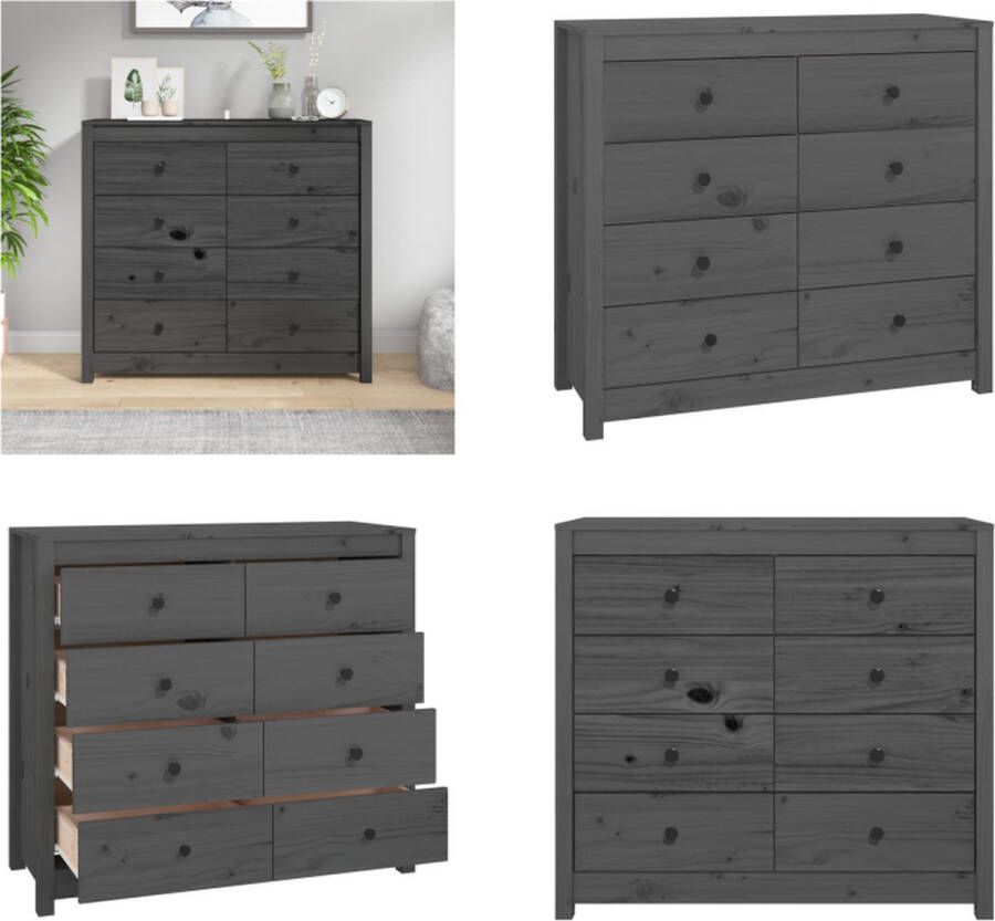 VidaXL Dressoir 100x40x90 cm massief grenenhout grijs Wandkast Wandkasten Kast Buffetkast