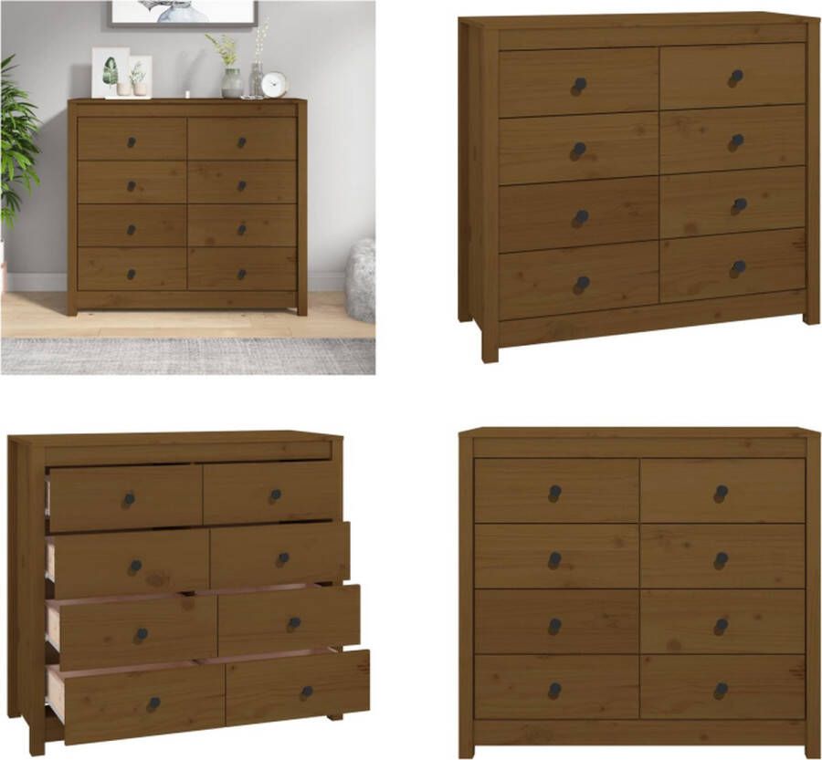 VidaXL Dressoir 100x40x90 cm massief grenenhout honingbruin Wandkast Wandkasten Kast Buffetkast - Foto 2