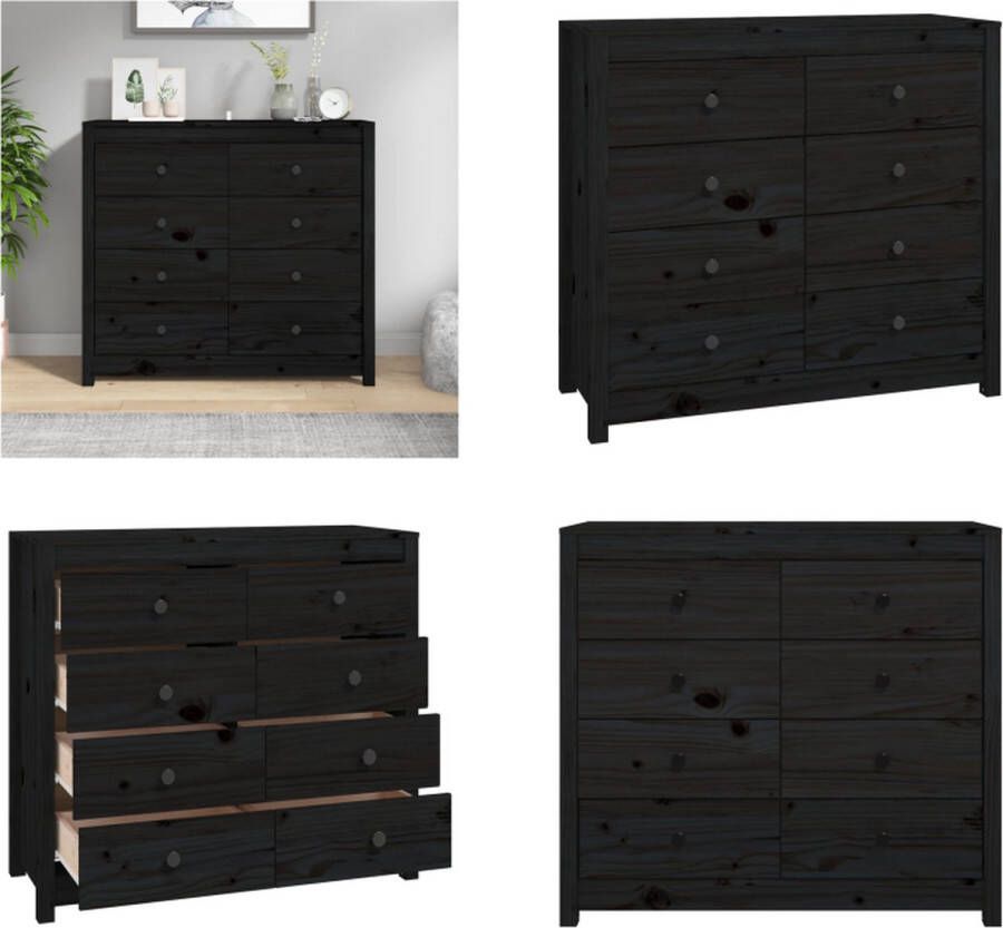 VidaXL Dressoir 100x40x90 cm massief grenenhout zwart Wandkast Wandkasten Kast Buffetkast