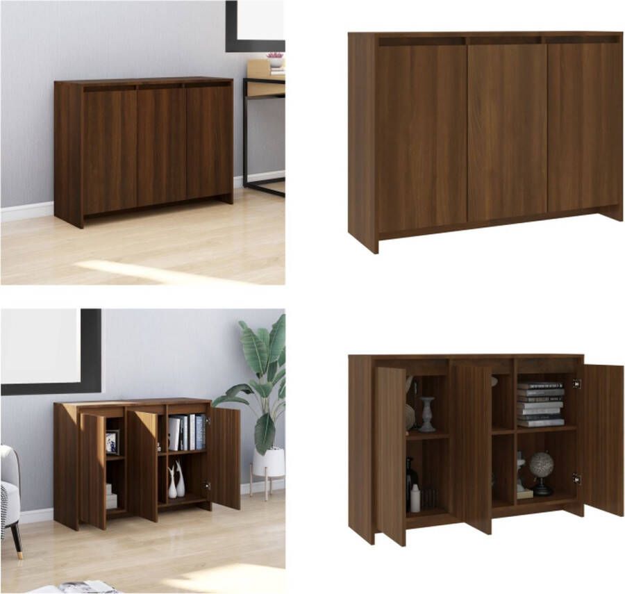 vidaXL Dressoir 102x33x75 cm spaanplaat bruineikenkleurig Dressoir Dressoirs Kast Opbergkast