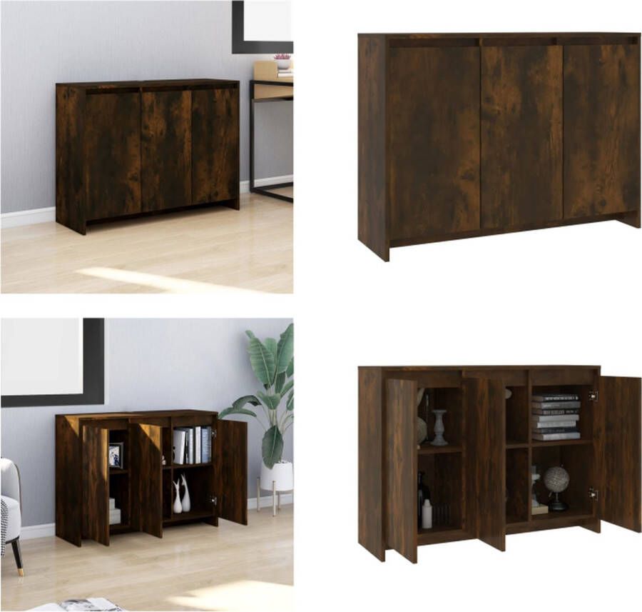 VidaXL Dressoir 102x33x75 cm bewerkt hout gerookt eikenkleurig Dressoir Dressoirs Kast Opbergkast