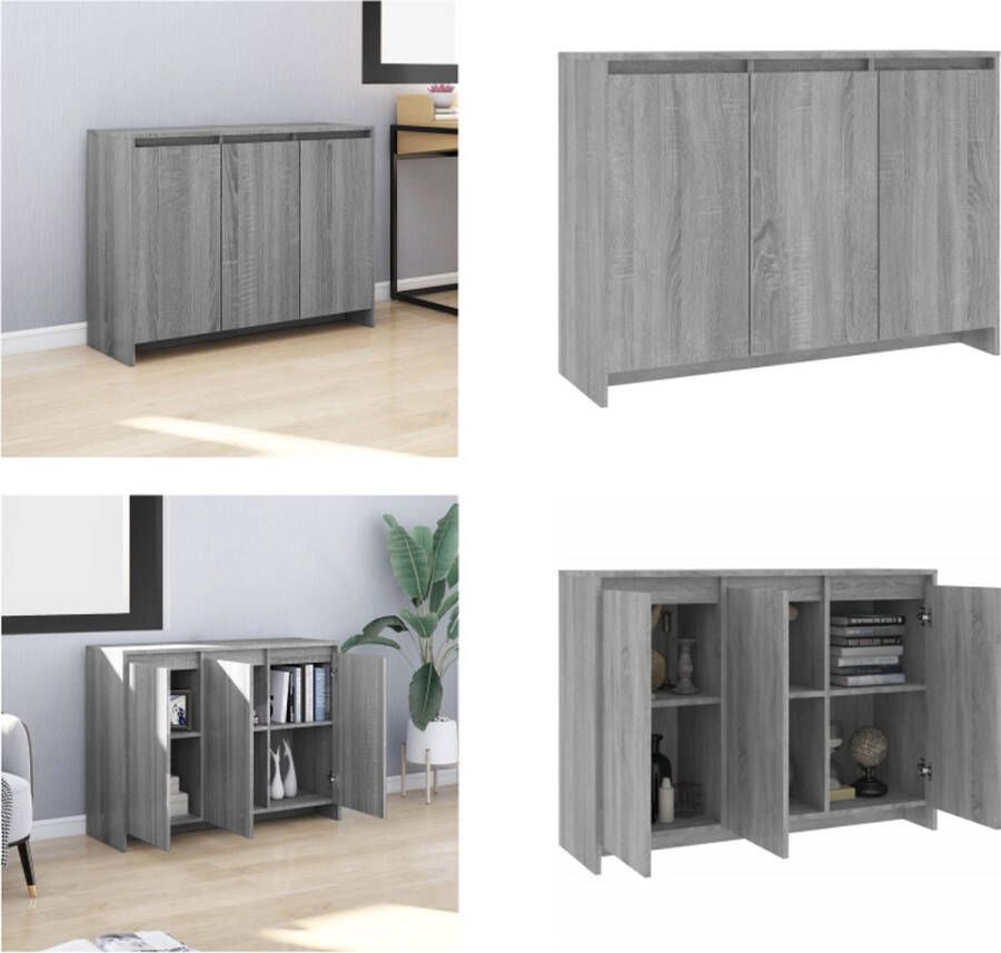 VidaXL Dressoir 102x33x75 cm spaanplaat grijs sonoma eikenkleurig Dressoir Dressoirs Kast Opbergkast