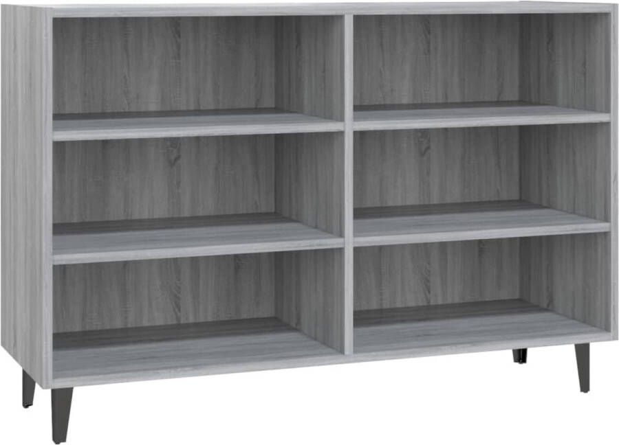 VidaXL Dressoir 6 schappen grijs eiken 103 5x35x70cm Dressoir Industrieel Design Grijze Eiken Kleur Opbergkast Salontafel - Foto 6