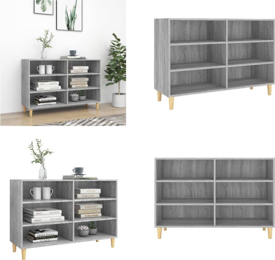 VidaXL Dressoir 103-5x35x70 cm bewerkt hout grijs sonoma eikenkleurig Dressoir Dressoirs Opbergkast Buffetkast - Foto 3