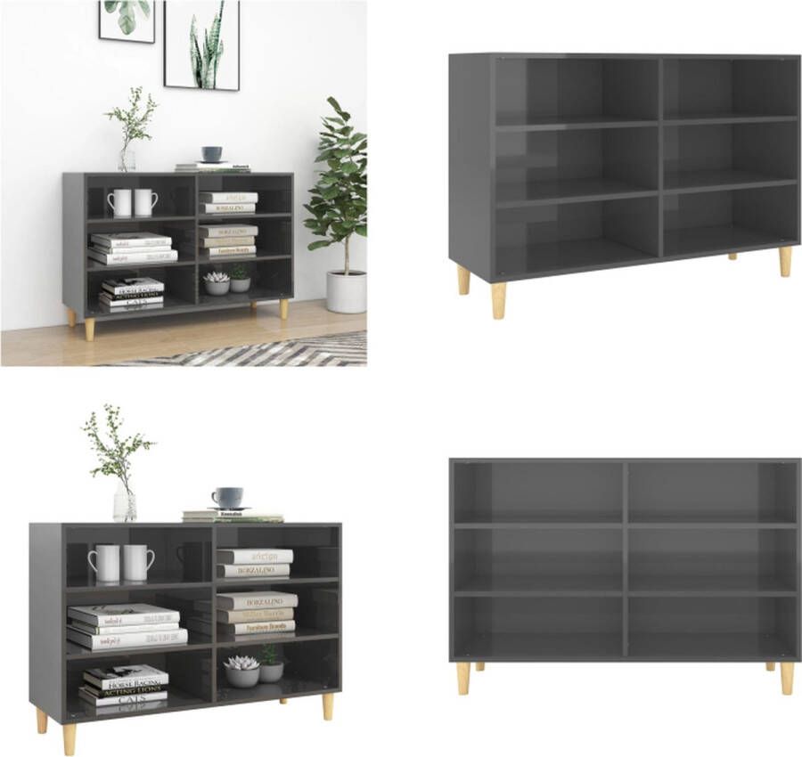 VidaXL Dressoir 103 5x35x70 cm bewerkt hout hoogglans grijs Dressoir Dressoirs Zijkast Zijkasten - Foto 2