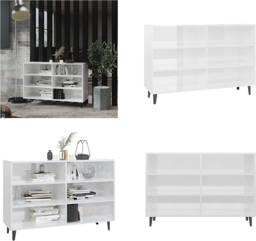 VidaXL Dressoir 103 5x35x70 cm bewerkt hout hoogglans wit Dressoir Dressoirs Kast Kasten - Foto 2