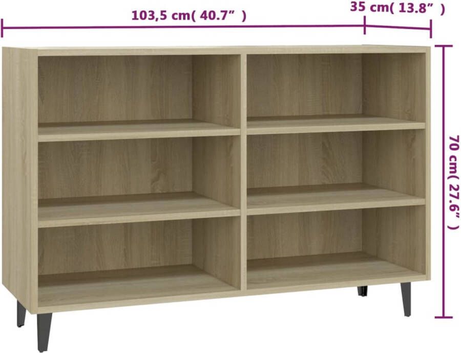 VIDAXL Dressoir 103 5x35x70 cm bewerkt hout sonoma eikenkleurig - Foto 4