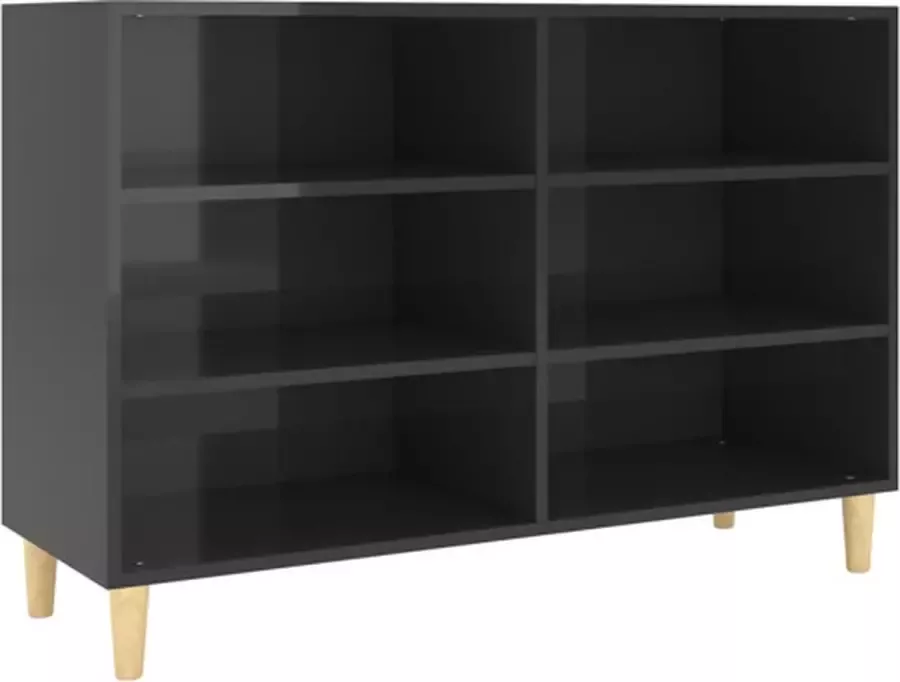 VidaXL -Dressoir-103 5x35x70-cm-spaanplaat-hoogglans-zwart - Foto 2