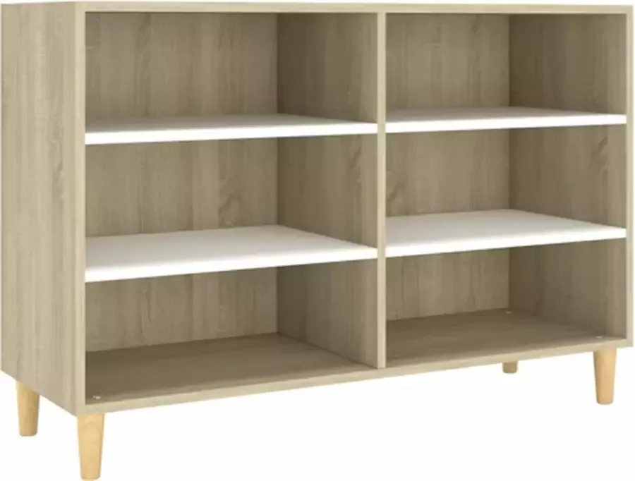 VidaXL -Dressoir-103 5x35x70-cm-spaanplaat-wit-en-sonoma-eikenkleurig - Foto 2