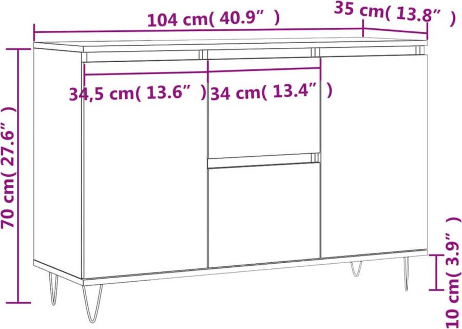 VidaXL -Dressoir-104x35x70-cm-bewerkt-hout-grijs-sonoma-eikenkleurig - Foto 8