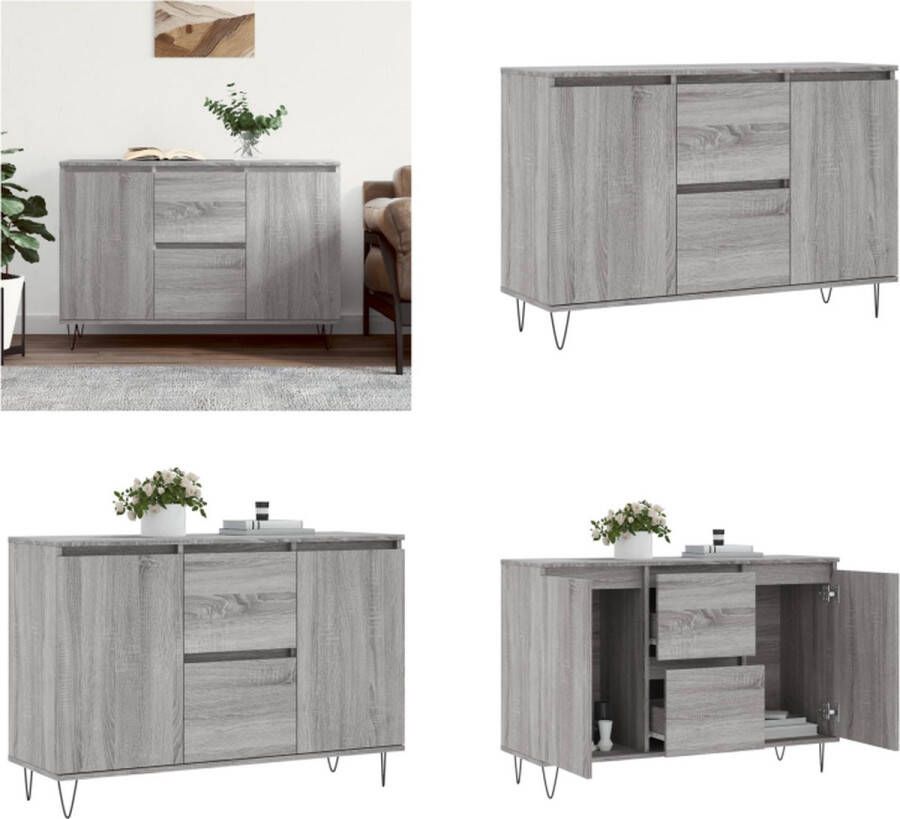VidaXL Dressoir 104x35x70 cm bewerkt hout grijs sonoma eikenkleurig Dressoir Dressoirs Opbergkast Buffet