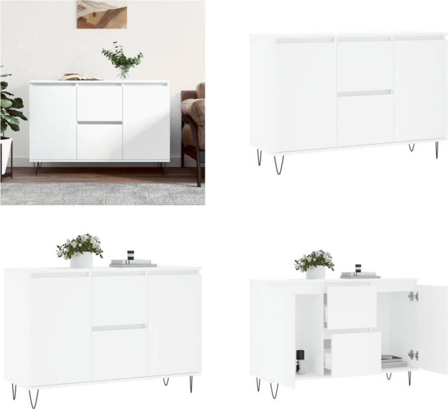 VidaXL Dressoir 104x35x70 cm bewerkt hout wit Dressoir Dressoirs Opbergkast Buffet - Foto 2