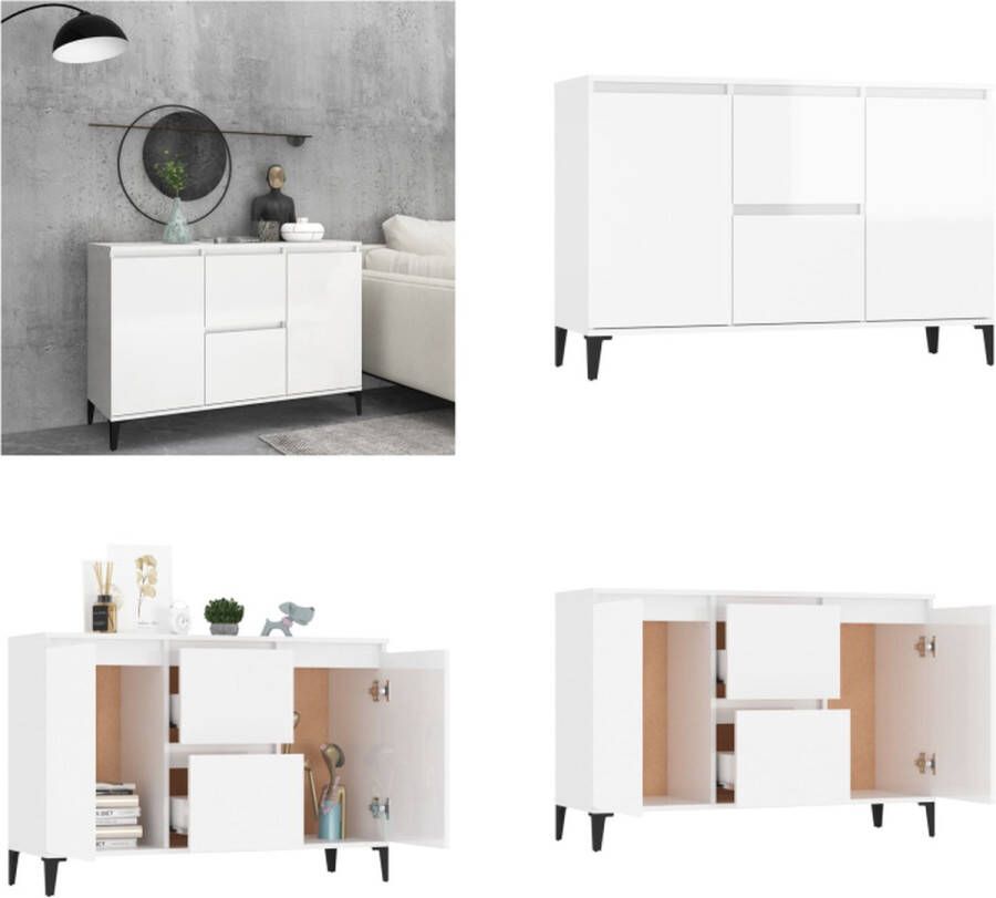 VidaXL Dressoir 104x35x70 cm spaanplaat hoogglans wit Dressoir Dressoirs Kast Kasten