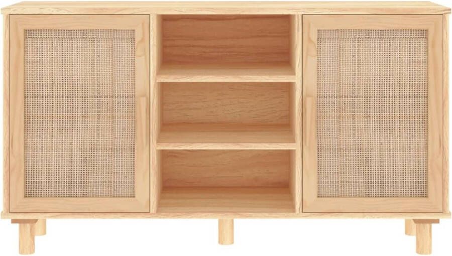 VidaXL -Dressoir-105x30x60-cm-massief-grenenhout-en-rattan-bruin - Foto 4