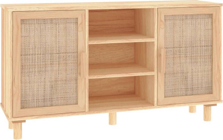 VidaXL -Dressoir-105x30x60-cm-massief-grenenhout-en-rattan-bruin - Foto 3